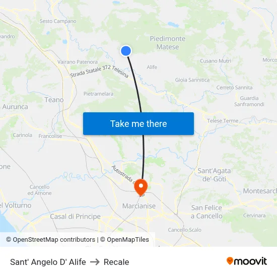 Sant' Angelo D' Alife to Recale map