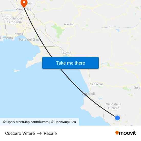 Cuccaro Vetere to Recale map