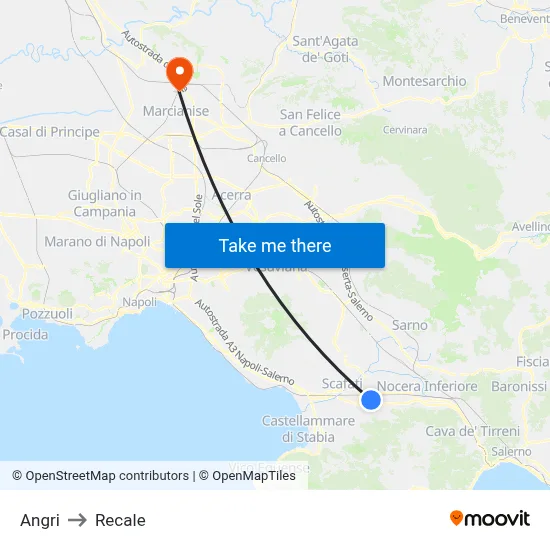 Angri to Recale map