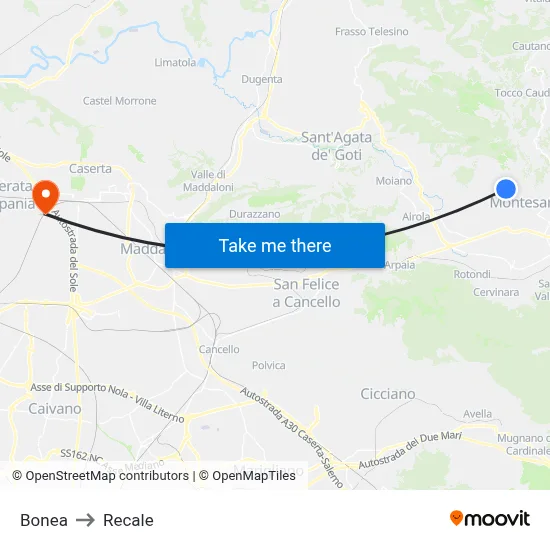 Bonea to Recale map