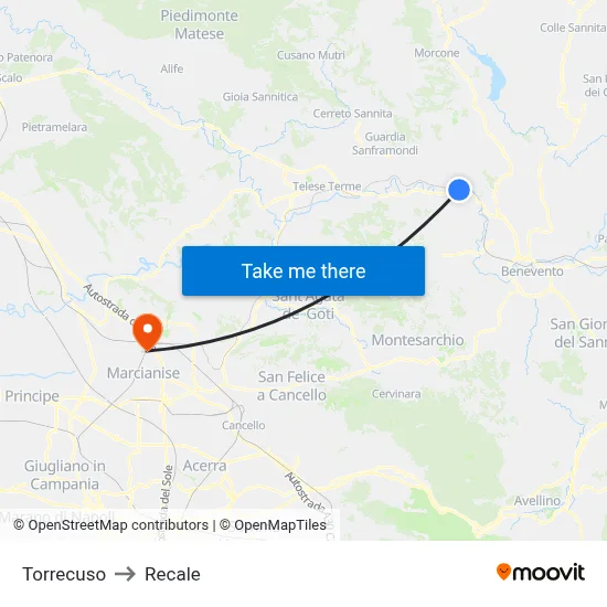 Torrecuso to Recale map