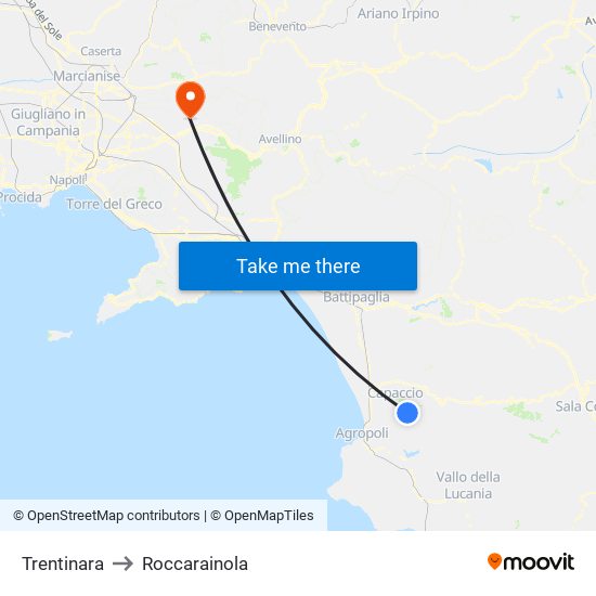 Trentinara to Roccarainola map