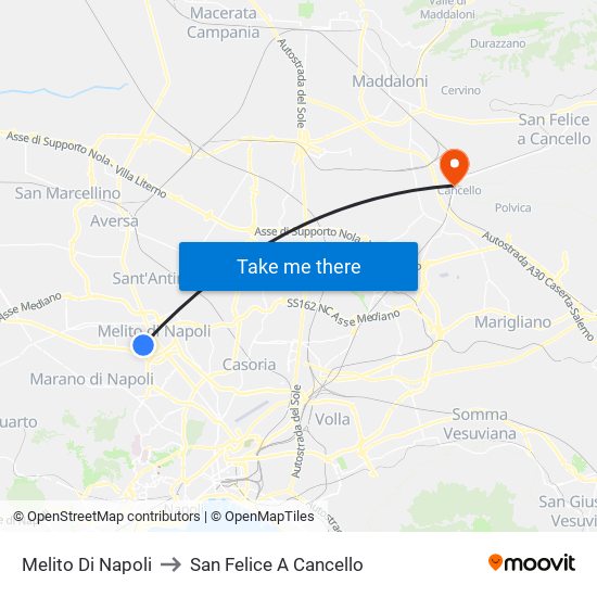Melito Di Napoli to San Felice A Cancello map