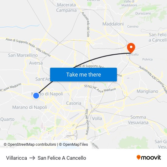 Villaricca to San Felice A Cancello map