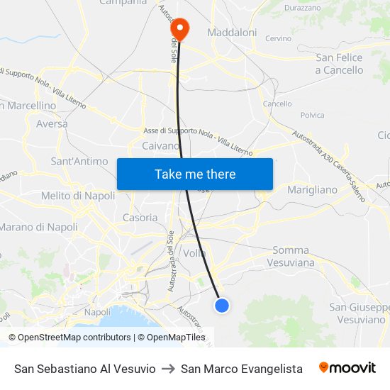 San Sebastiano Al Vesuvio to San Marco Evangelista map