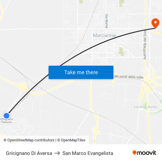 Gricignano Di Aversa to San Marco Evangelista map