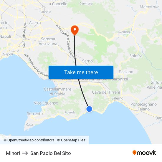 Minori to San Paolo Bel Sito map