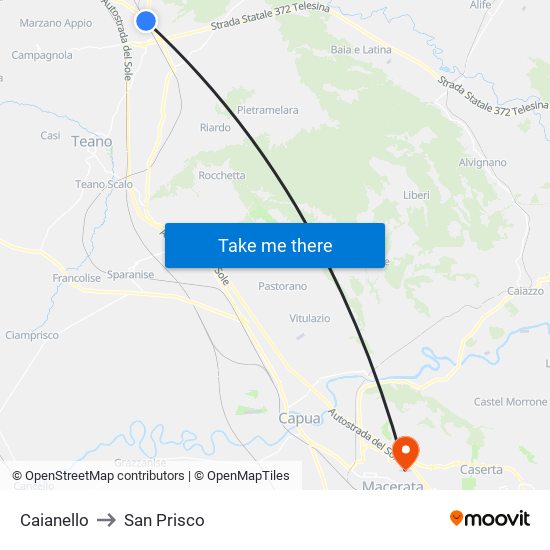 Caianello to San Prisco map
