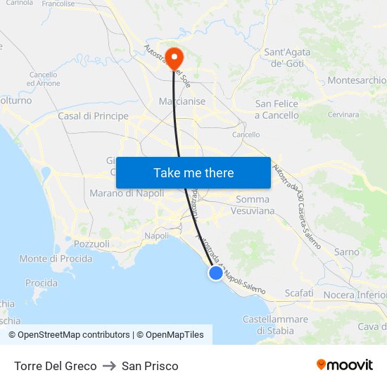 Torre Del Greco to San Prisco map