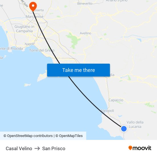 Casal Velino to San Prisco map