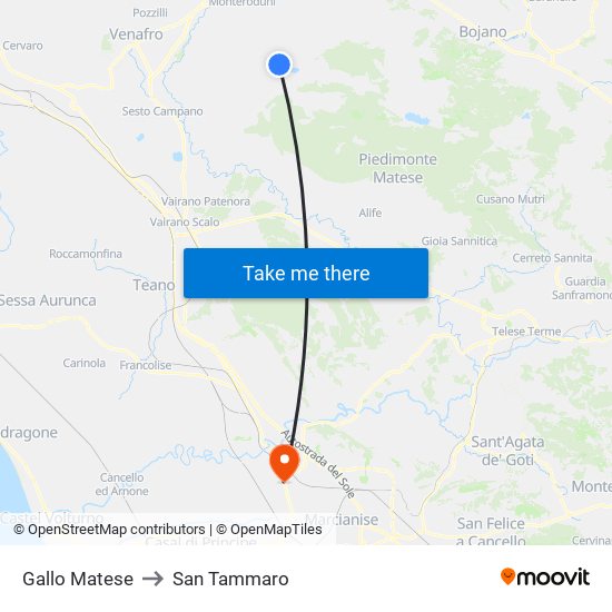 Gallo Matese to San Tammaro map