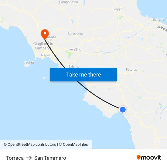 Torraca to San Tammaro map
