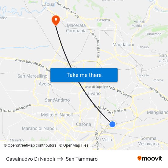 Casalnuovo Di Napoli to San Tammaro map