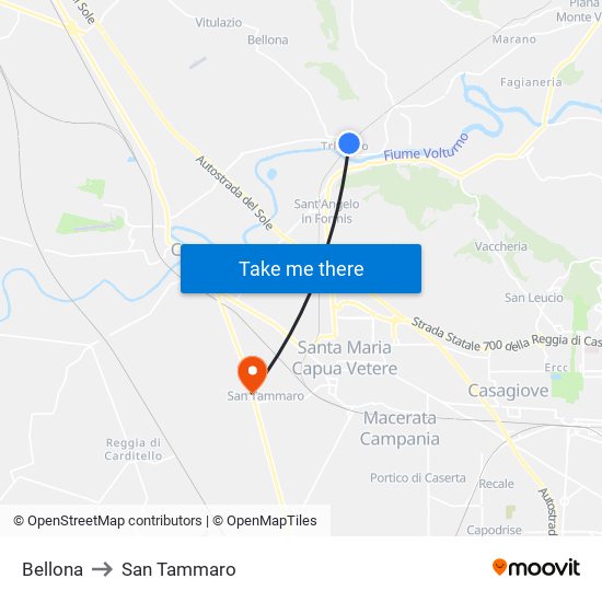 Bellona to San Tammaro map