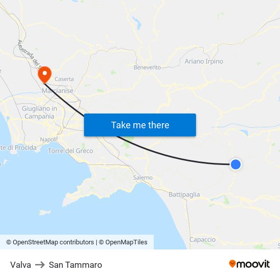 Valva to San Tammaro map