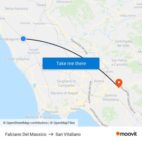 Falciano Del Massico to San Vitaliano map