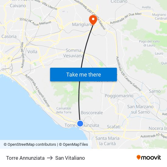 Torre Annunziata to San Vitaliano map