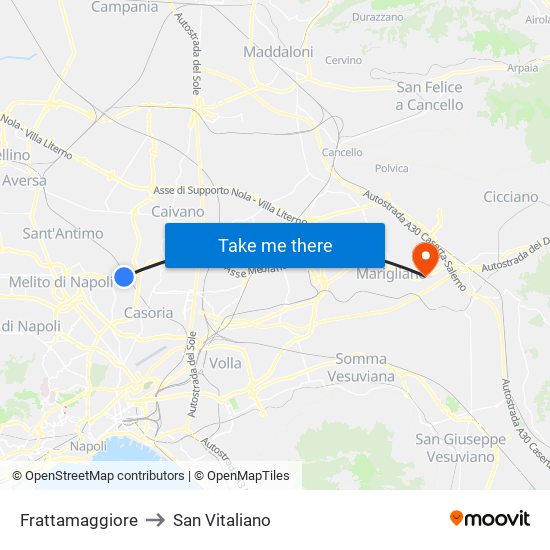 Frattamaggiore to San Vitaliano map
