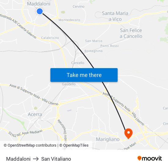 Maddaloni to San Vitaliano map