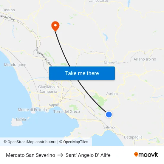 Mercato San Severino to Sant' Angelo D' Alife map