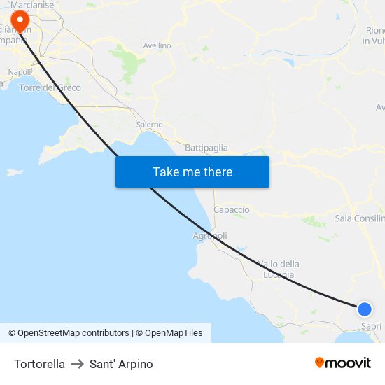 Tortorella to Sant' Arpino map