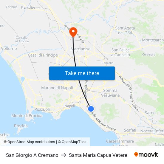 San Giorgio A Cremano to Santa Maria Capua Vetere map