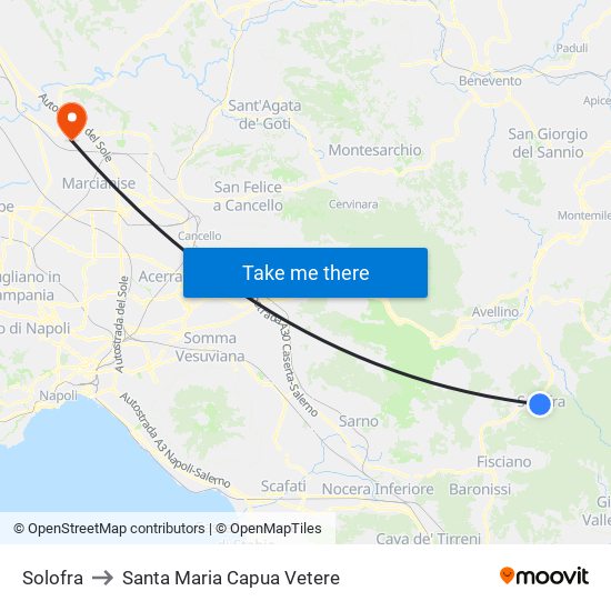 Solofra to Santa Maria Capua Vetere map