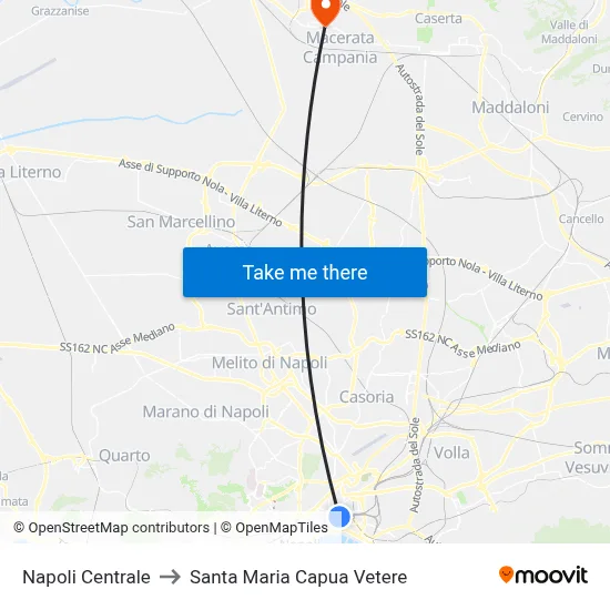 Napoli Centrale to Santa Maria Capua Vetere map