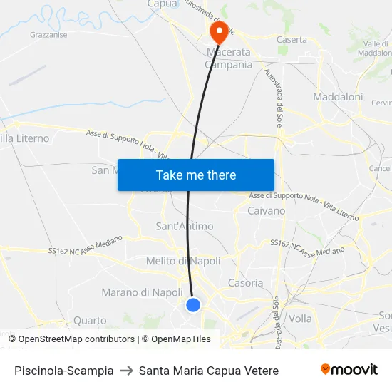 Piscinola-Scampia to Santa Maria Capua Vetere map