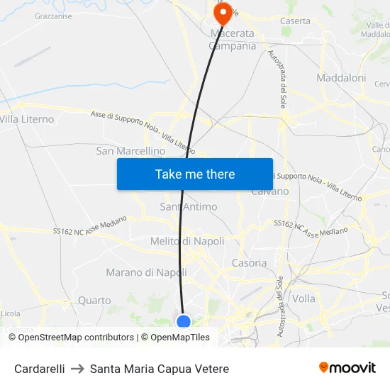 Cardarelli to Santa Maria Capua Vetere map