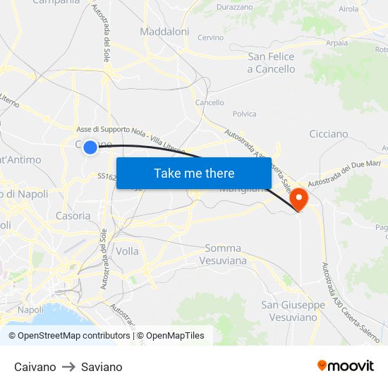 Caivano to Saviano map