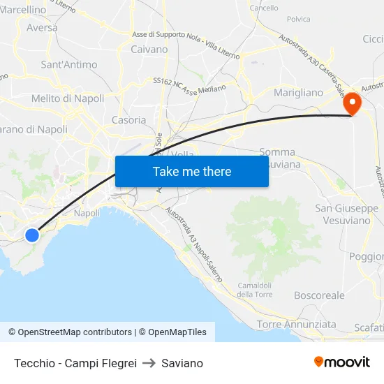 Tecchio - Campi Flegrei to Saviano map