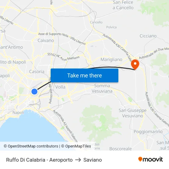 Ruffo Di Calabria - Aeroporto to Saviano map