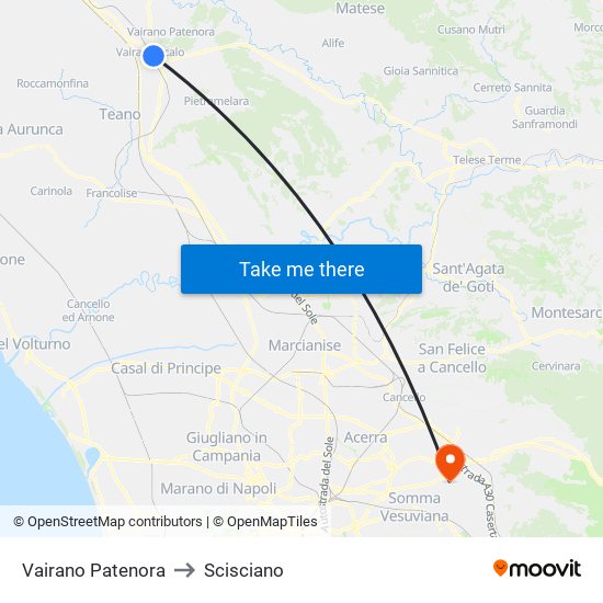 Vairano Patenora to Scisciano map