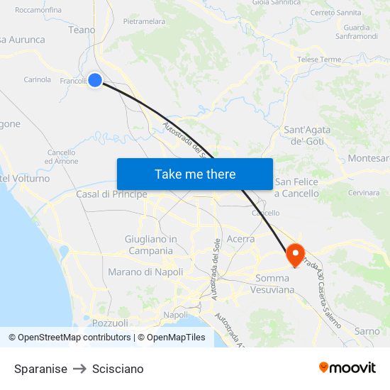 Sparanise to Scisciano map