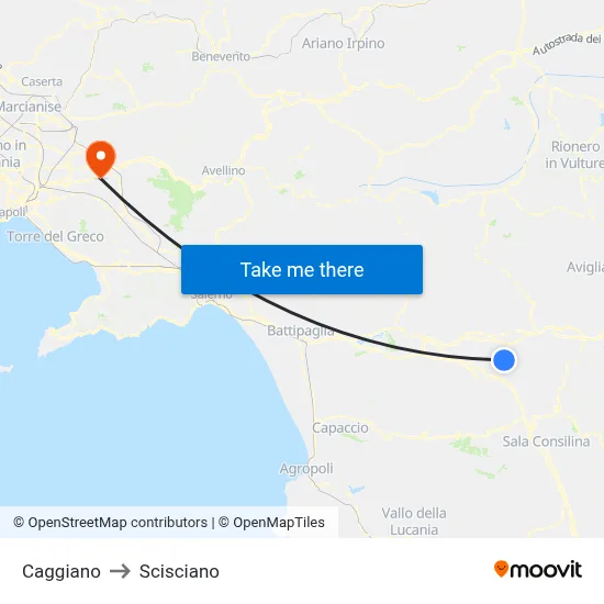 Caggiano to Scisciano map