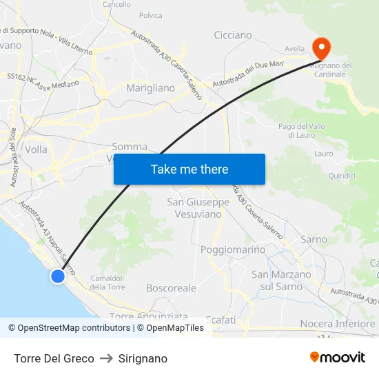 Torre Del Greco to Sirignano map