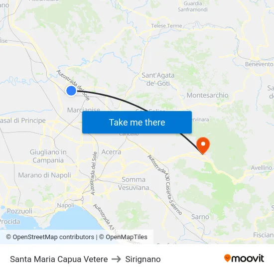 Santa Maria Capua Vetere to Sirignano map