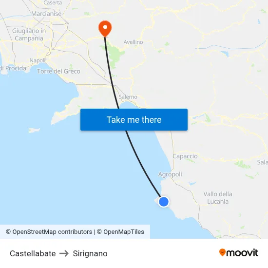 Castellabate to Sirignano map