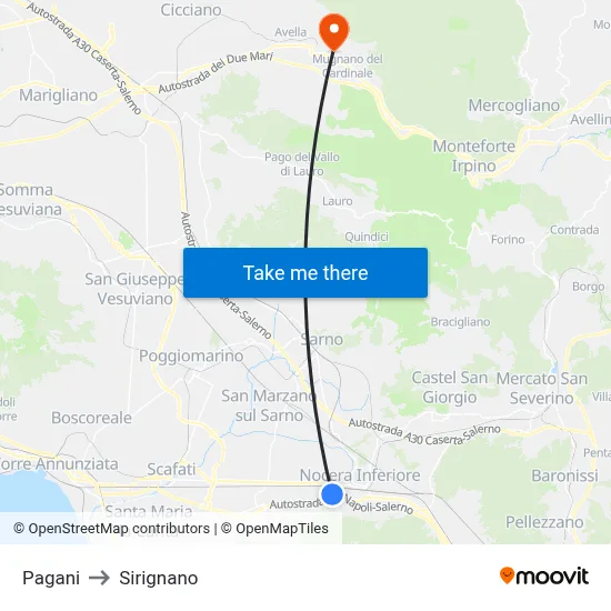 Pagani to Sirignano map