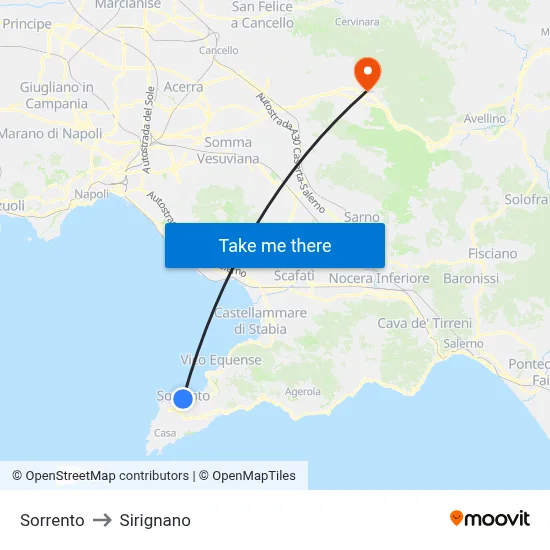 Sorrento to Sirignano map