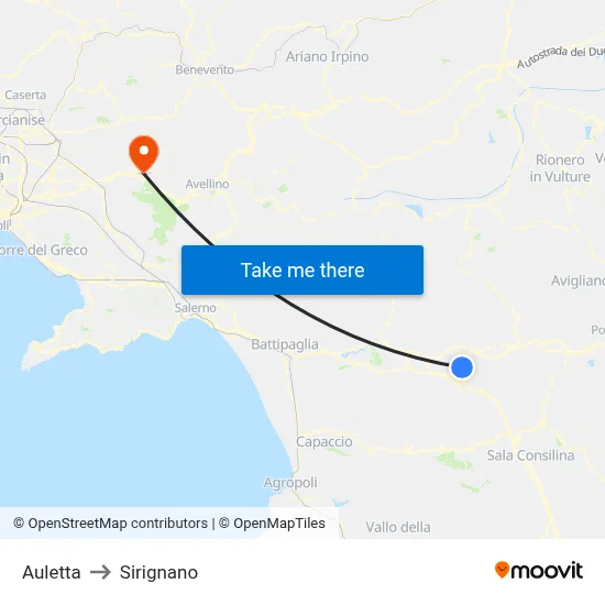 Auletta to Sirignano map