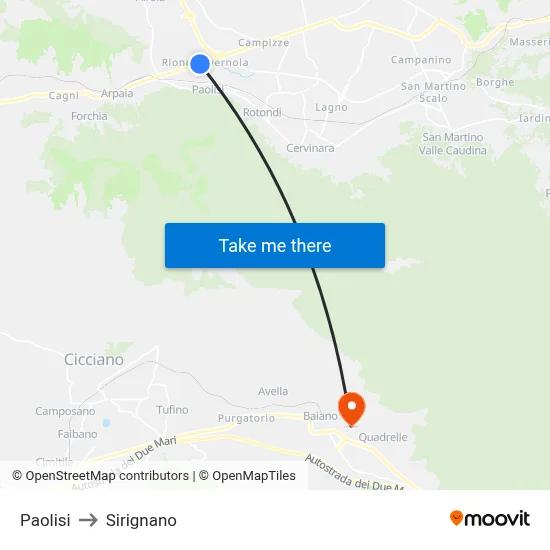 Paolisi to Sirignano map
