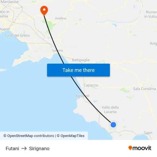 Futani to Sirignano map