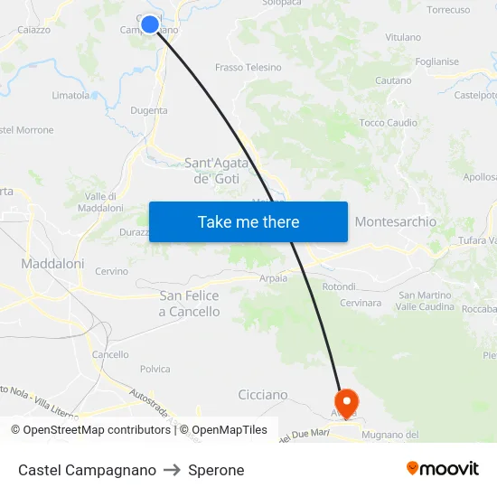 Castel Campagnano to Sperone map