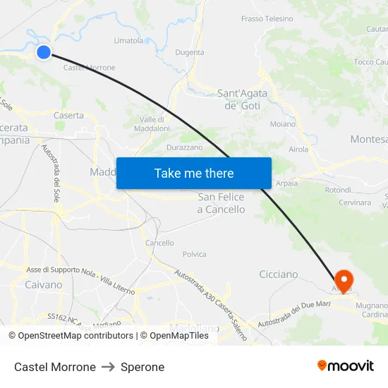 Castel Morrone to Sperone map