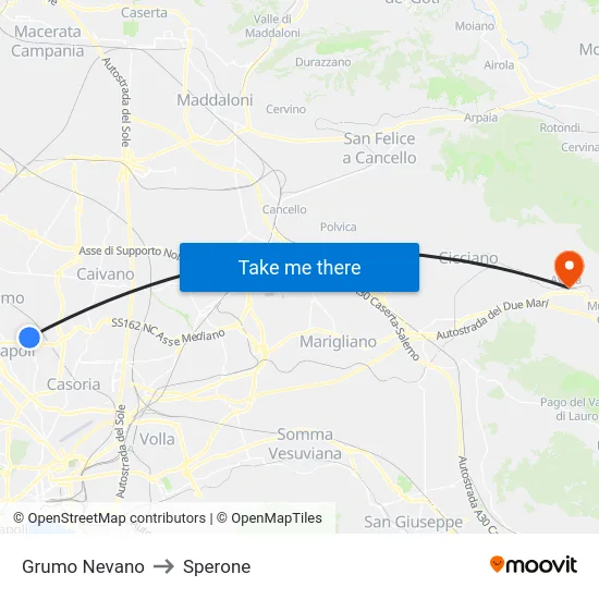 Grumo Nevano to Sperone map