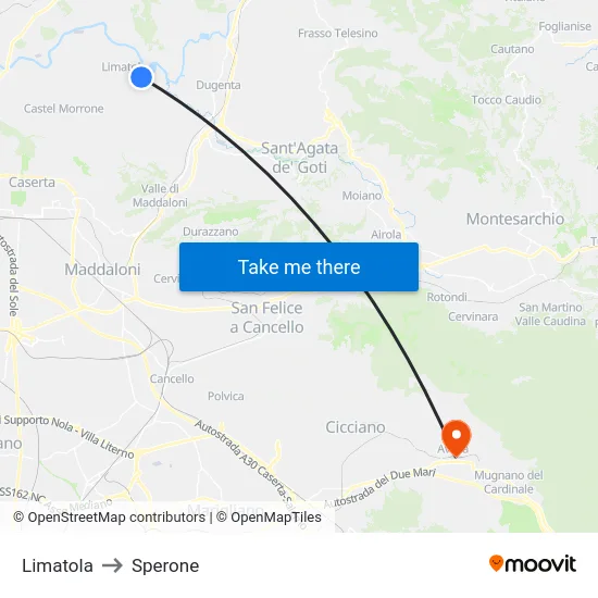Limatola to Sperone map