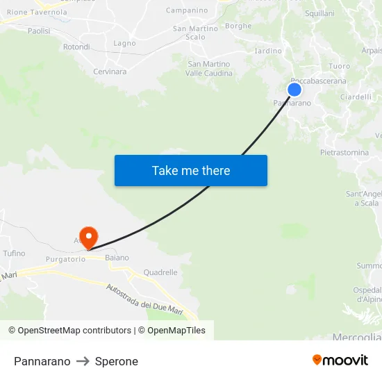 Pannarano to Sperone map