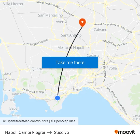 Naples Campi Flegrei to Succivo map